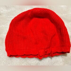 Janie and Jack Vibrant Red Knit Beanie with Bow